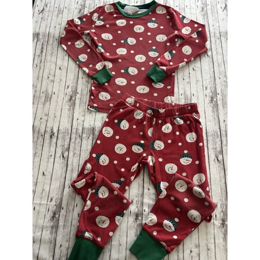 Mini Boden Kids Blue Christmas Holiday Snowmen Pajama Set 9 Soft